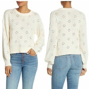 Madewell Ivory Floral Pointelle Pullover Sweater